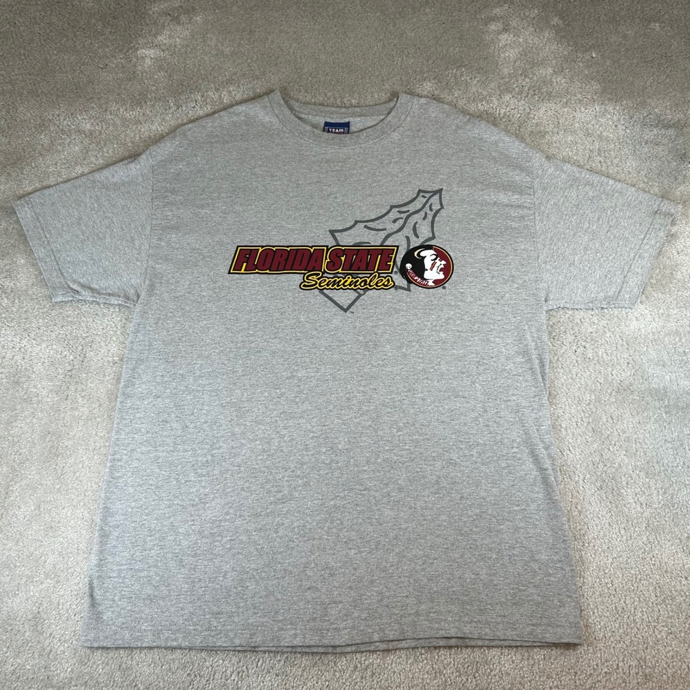 Vintage Y2K Florida State Seminoles T-Shirt Men's XL Gray NCAA Graphic‎ Tee FSU